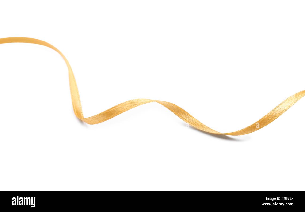 Beautiful golden ribbon on white background Stock Photo - Alamy