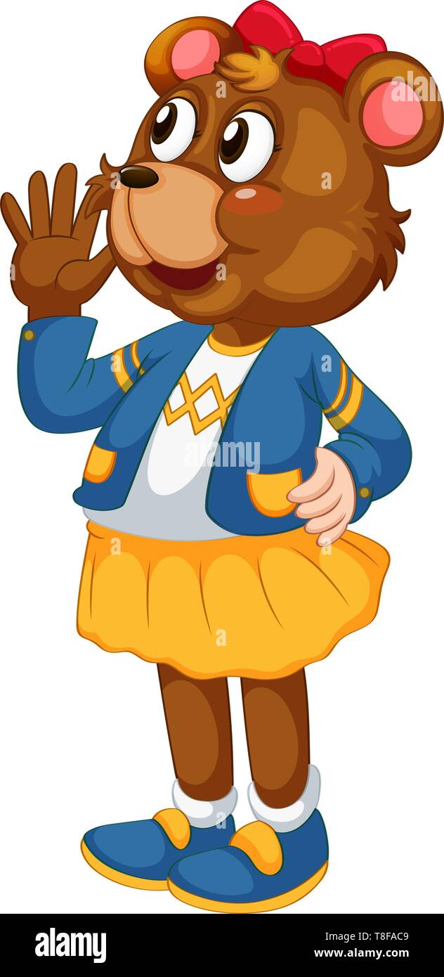 Cute female bear character illustration Stock Vector