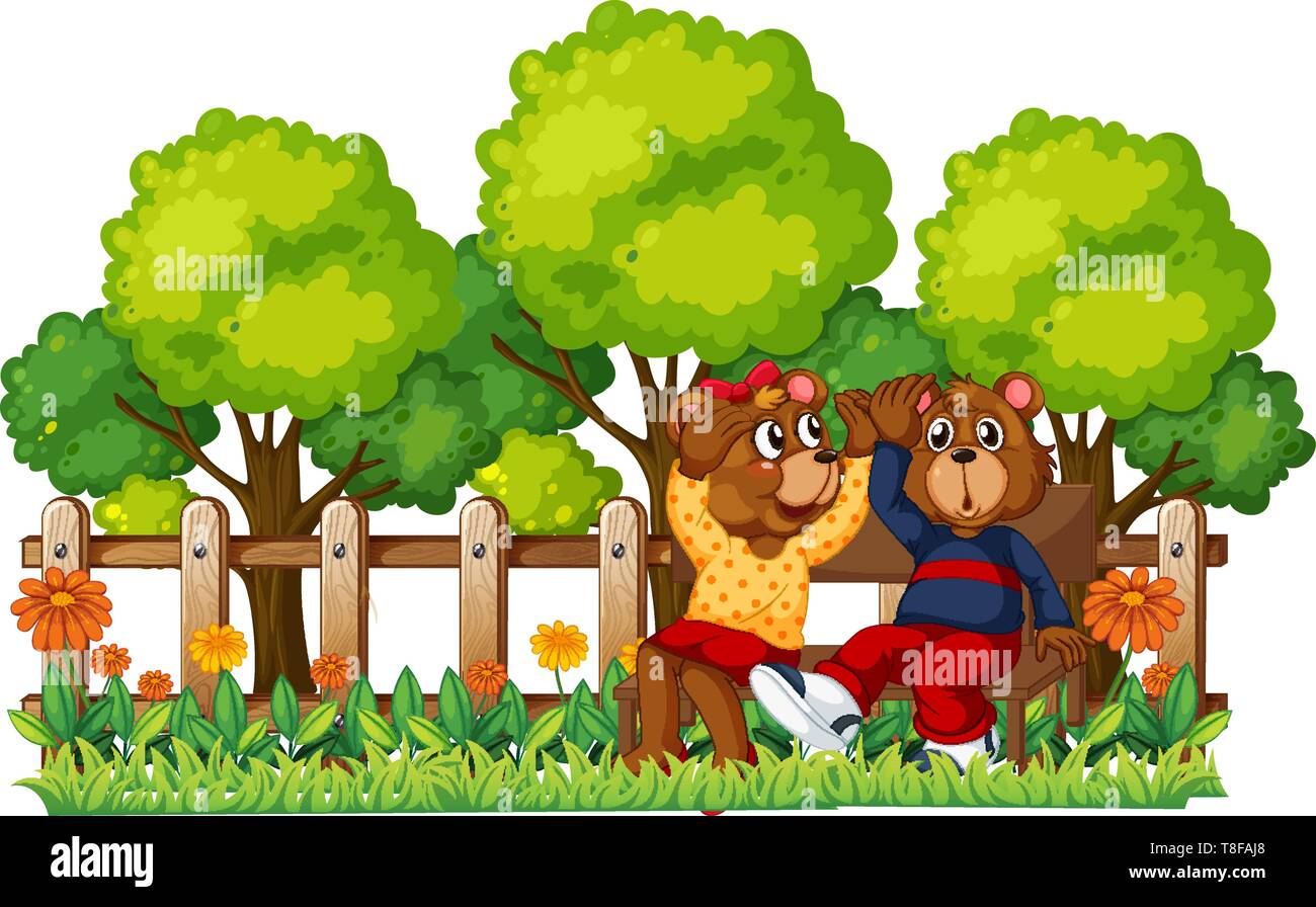 Bear couple at the park illustration Stock Vector Image & Art - Alamy