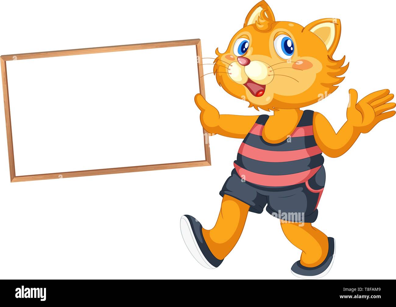 Cat with blank banner illustration Stock Vector
