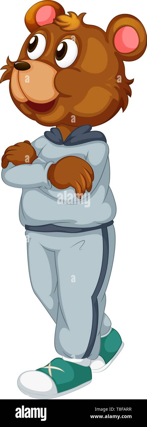 A cute bear character on white background illustration Stock Vector