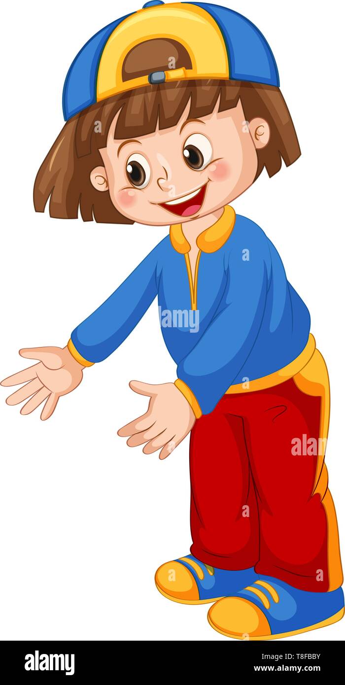 A cute girl character illustration Stock Vector