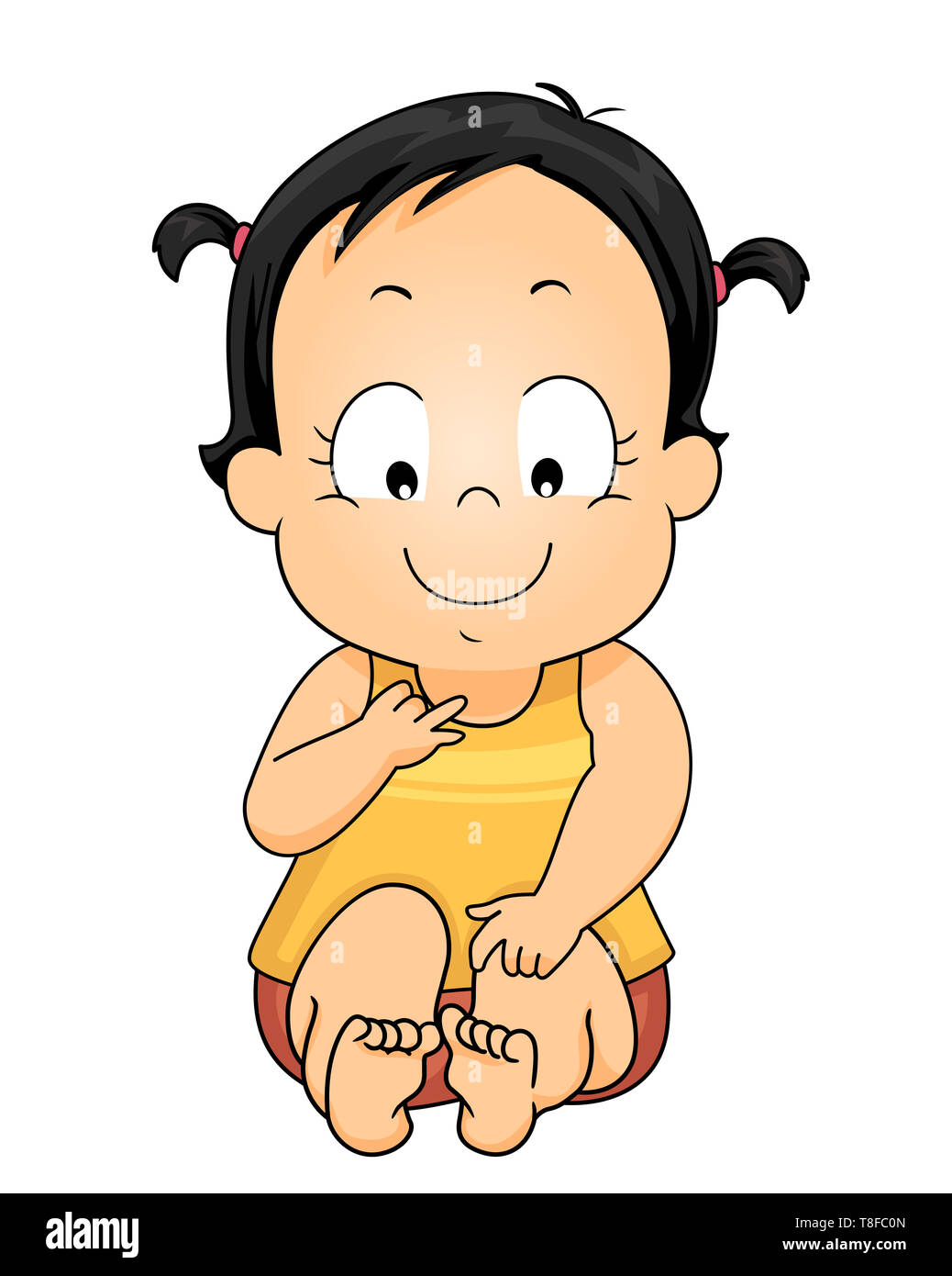 Illustration of a Kid Girl Toddler Counting Fingers and Feet Stock Photo Alamy