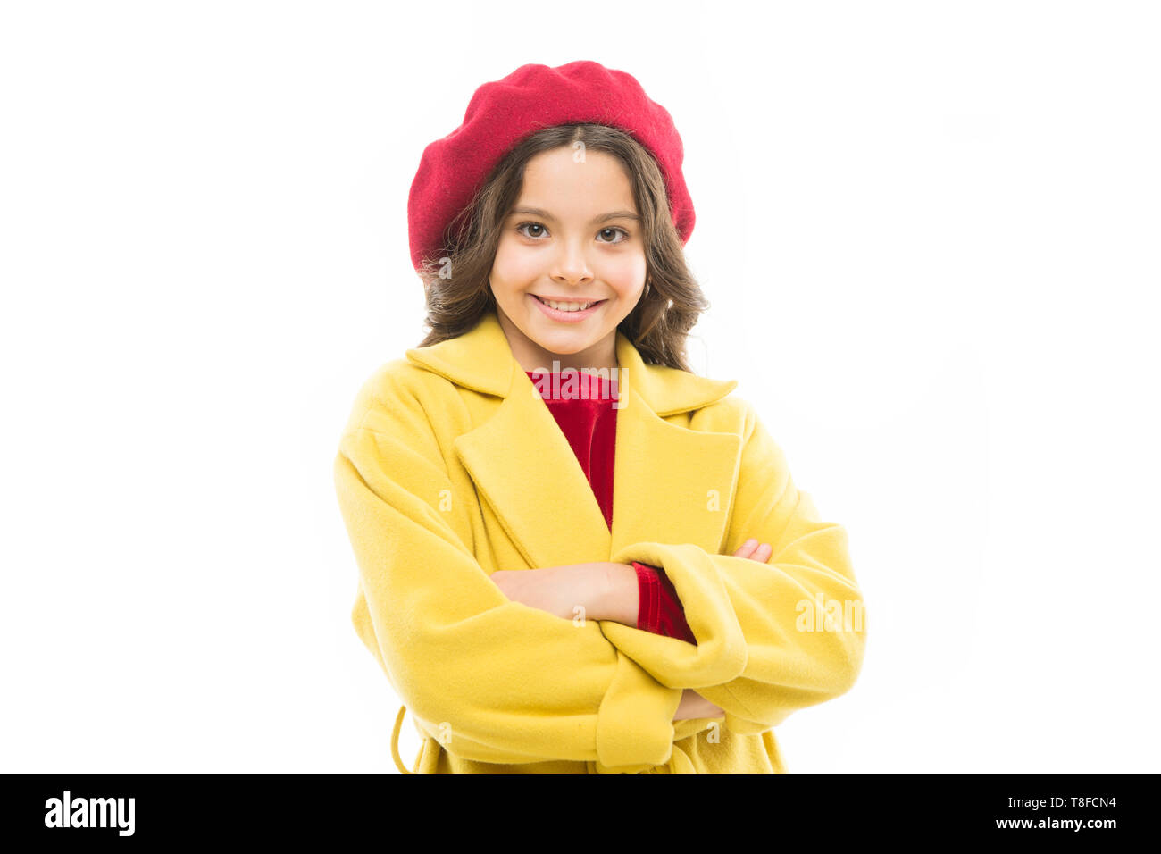little girl child in french beret. spring fashion. childrens day