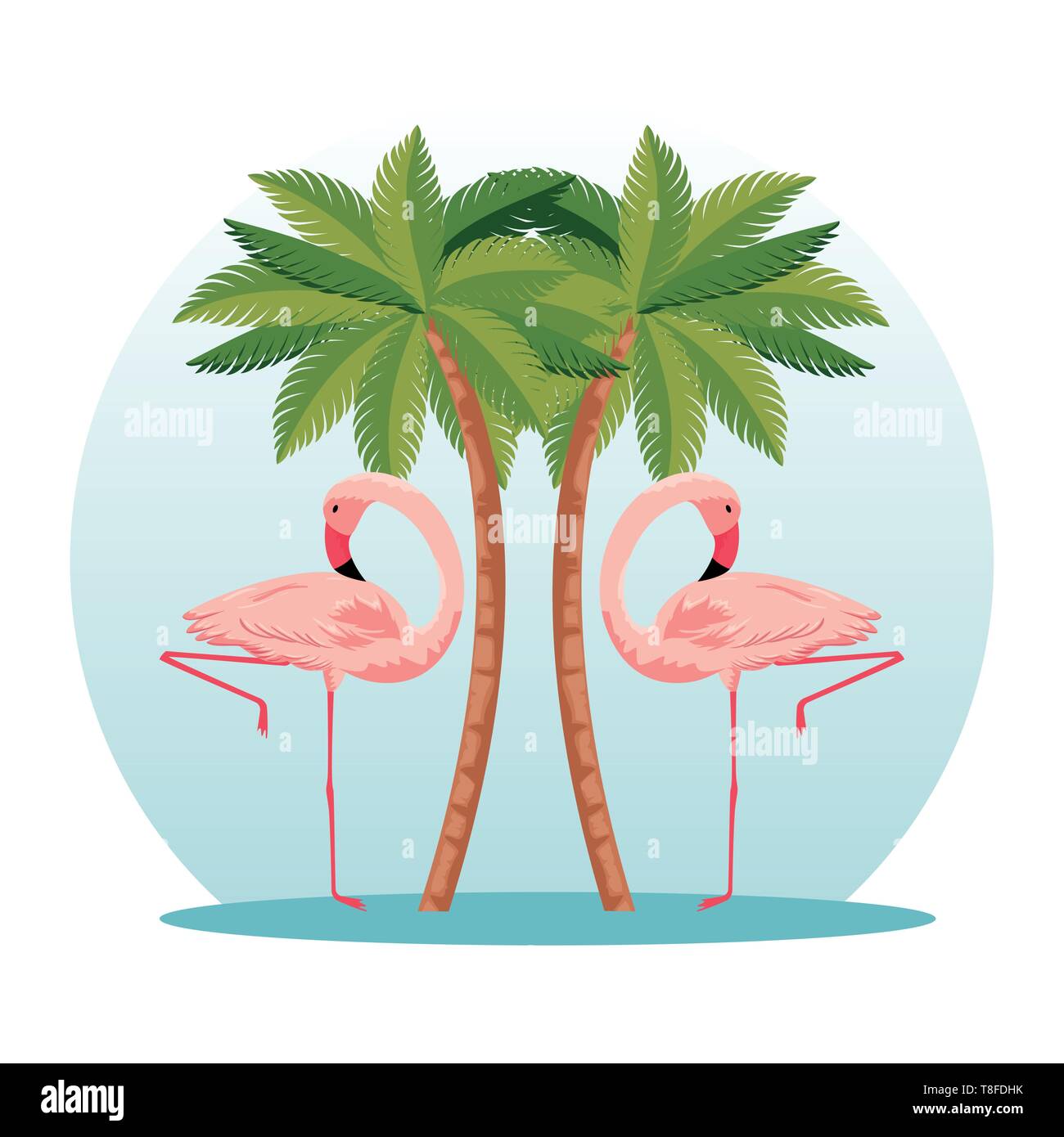 tropical flamingos with nature palms trees Stock Vector Image & Art - Alamy
