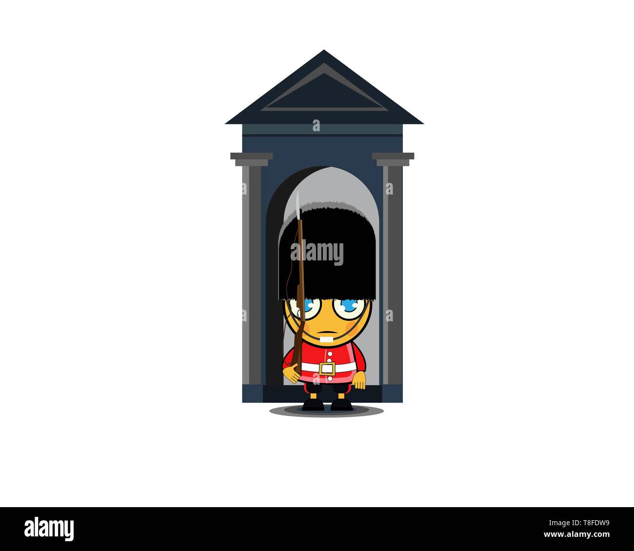 Soldier of the royal guard. Guardian of Buckingham Palace. Vector illustration. Stock Vector