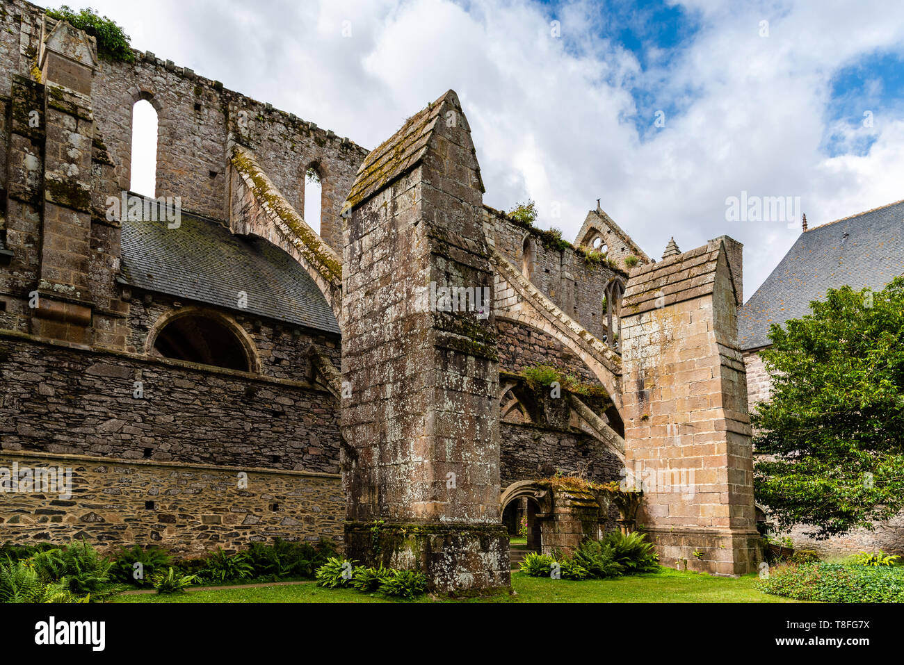 Paimpol, France - July 28, 2018: The Abbey of Beauport, Cotes-d'Armor, Brittany, France. Old Abbaye Maritime de Beauport Stock Photo