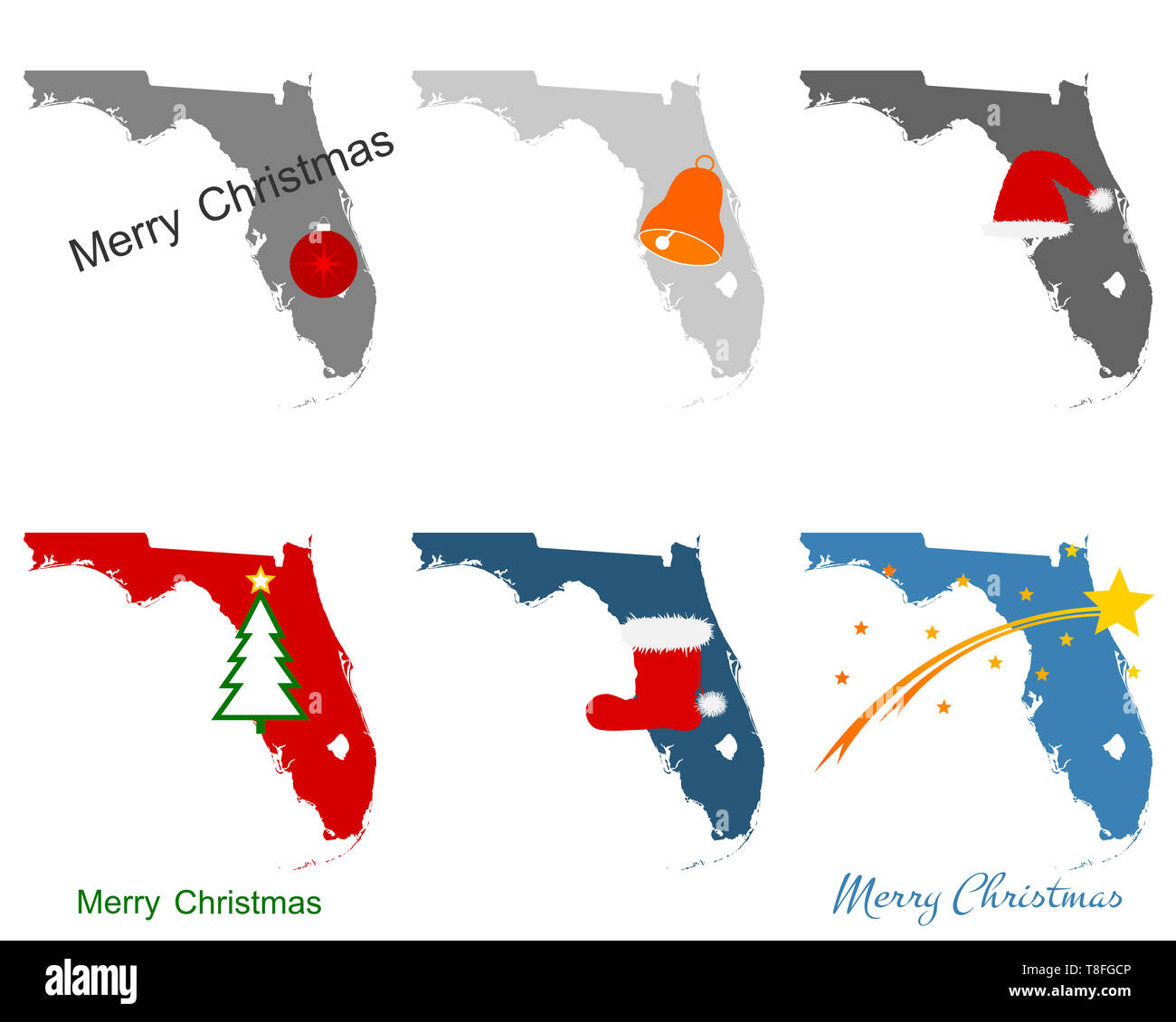 Maps of Florida with Christmas symbols Stock Photo Alamy