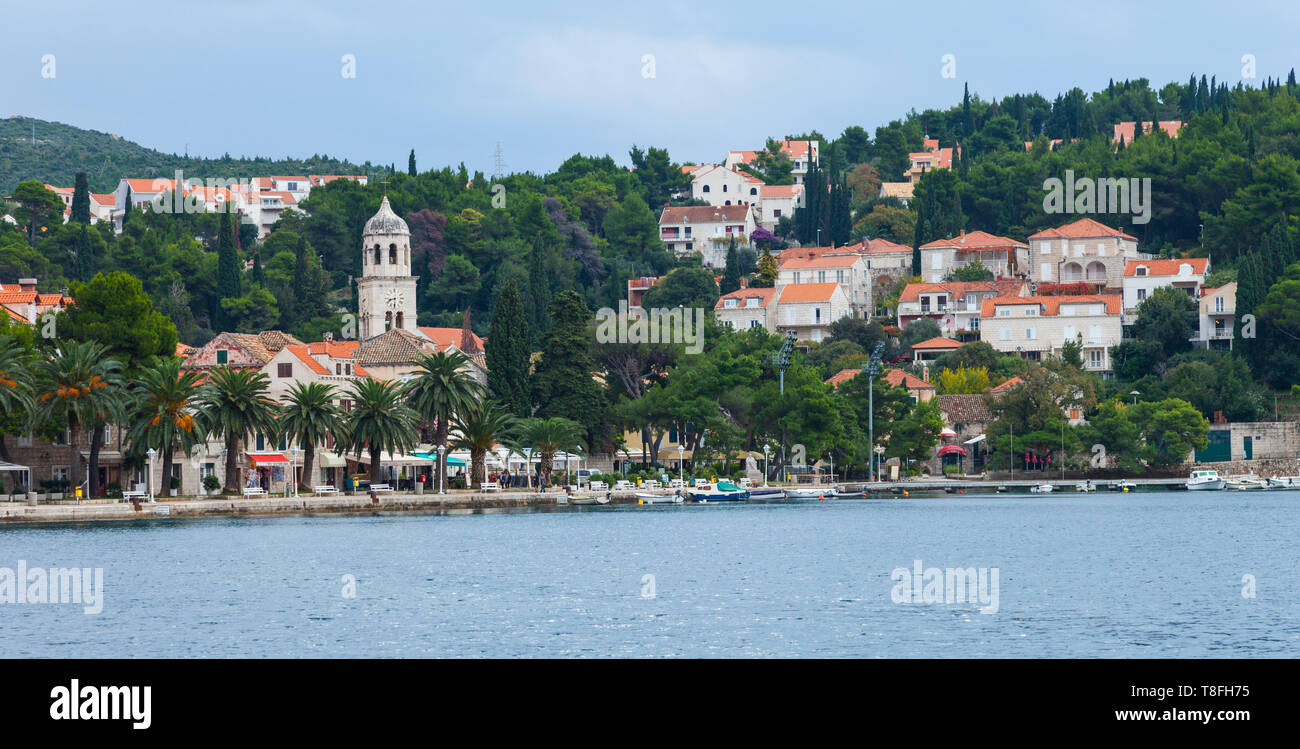 Pueblo de Cavtat, Croacia, Mar Adriático, Mar Mediterráneo Stock Photo