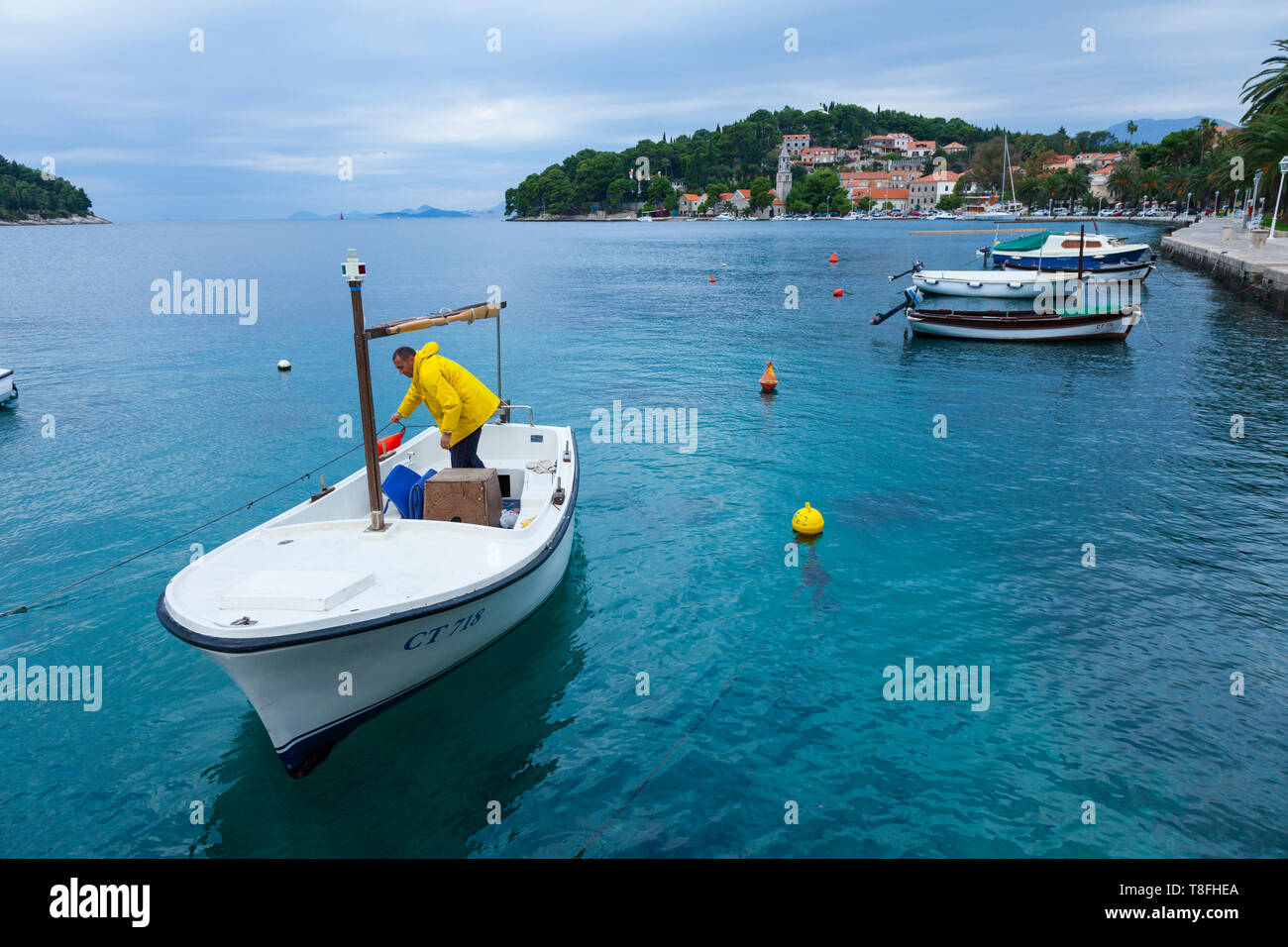 Pueblo de Cavtat, Croacia, Mar Adriático, Mar Mediterráneo Stock Photo