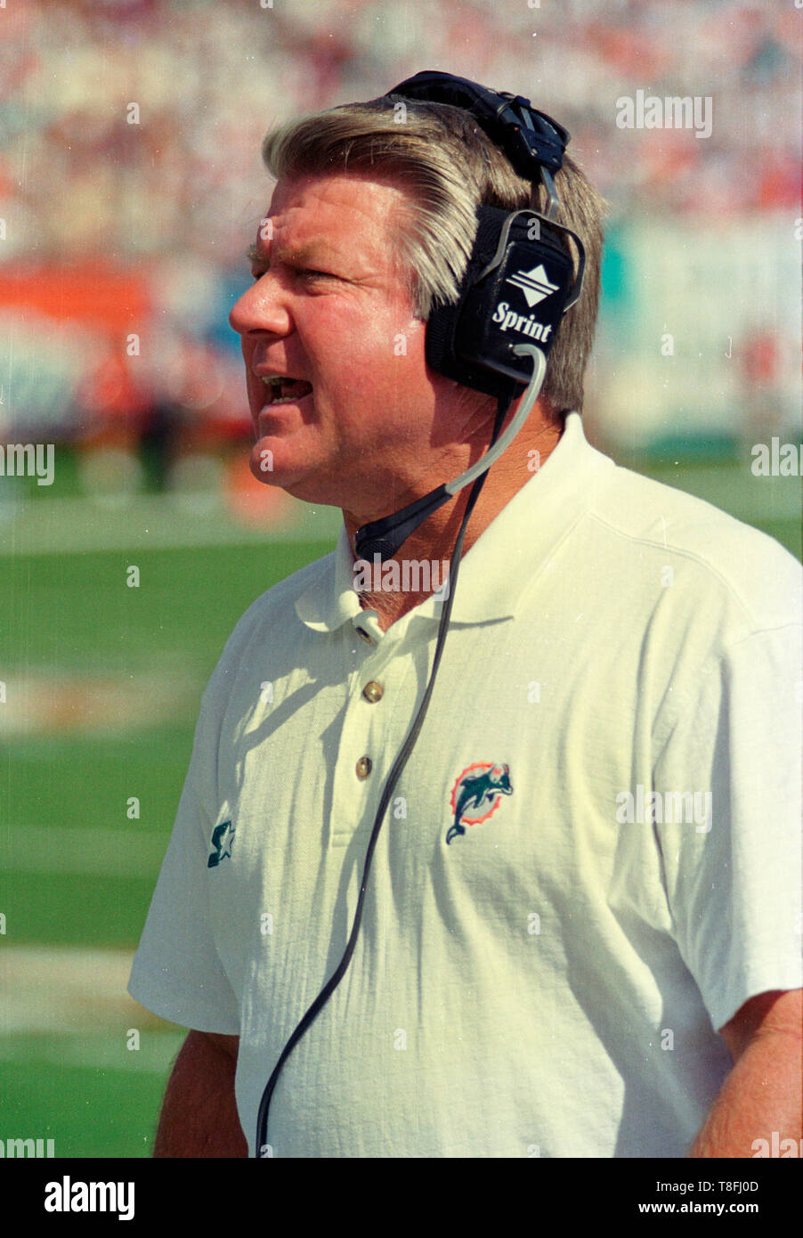 Miami Dolphins head coach Jimmy Johnson on the sidelines in a 1998 game at  Joe Robbie Stadium in Miami Florida Stock Photo - Alamy
