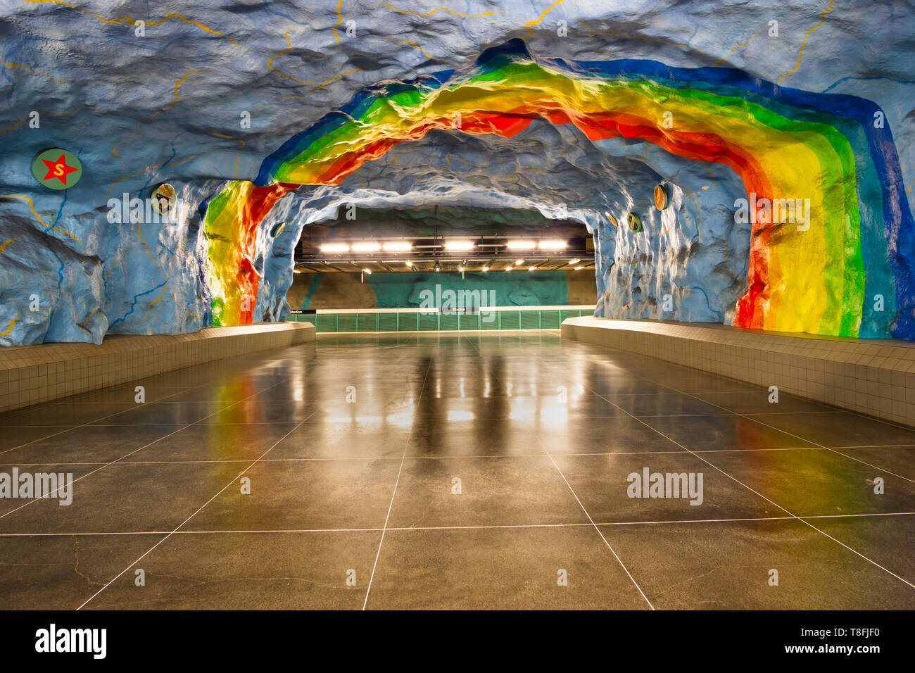 Stadion subway station in Stockholm Sweden art gallery Stock Photo
