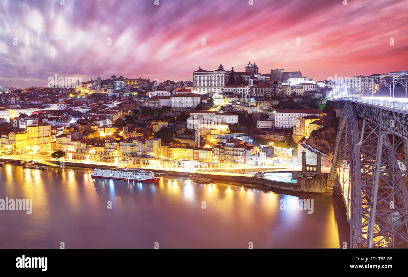 Porto, Portugal old town skyline on the Douro River Stock Photo