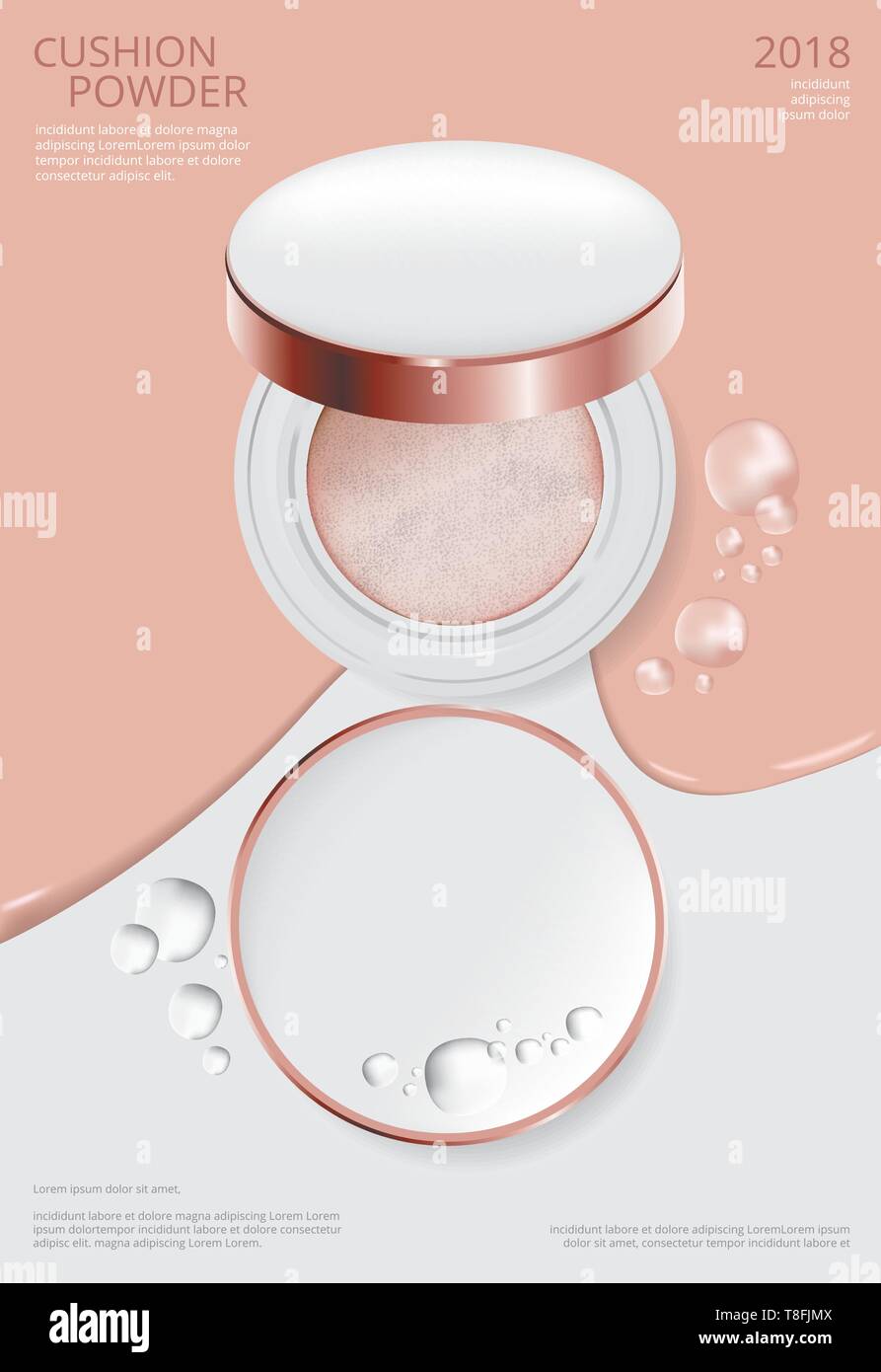 Makeup Powder Cushion Poster Template Vector Illustration Stock Vector