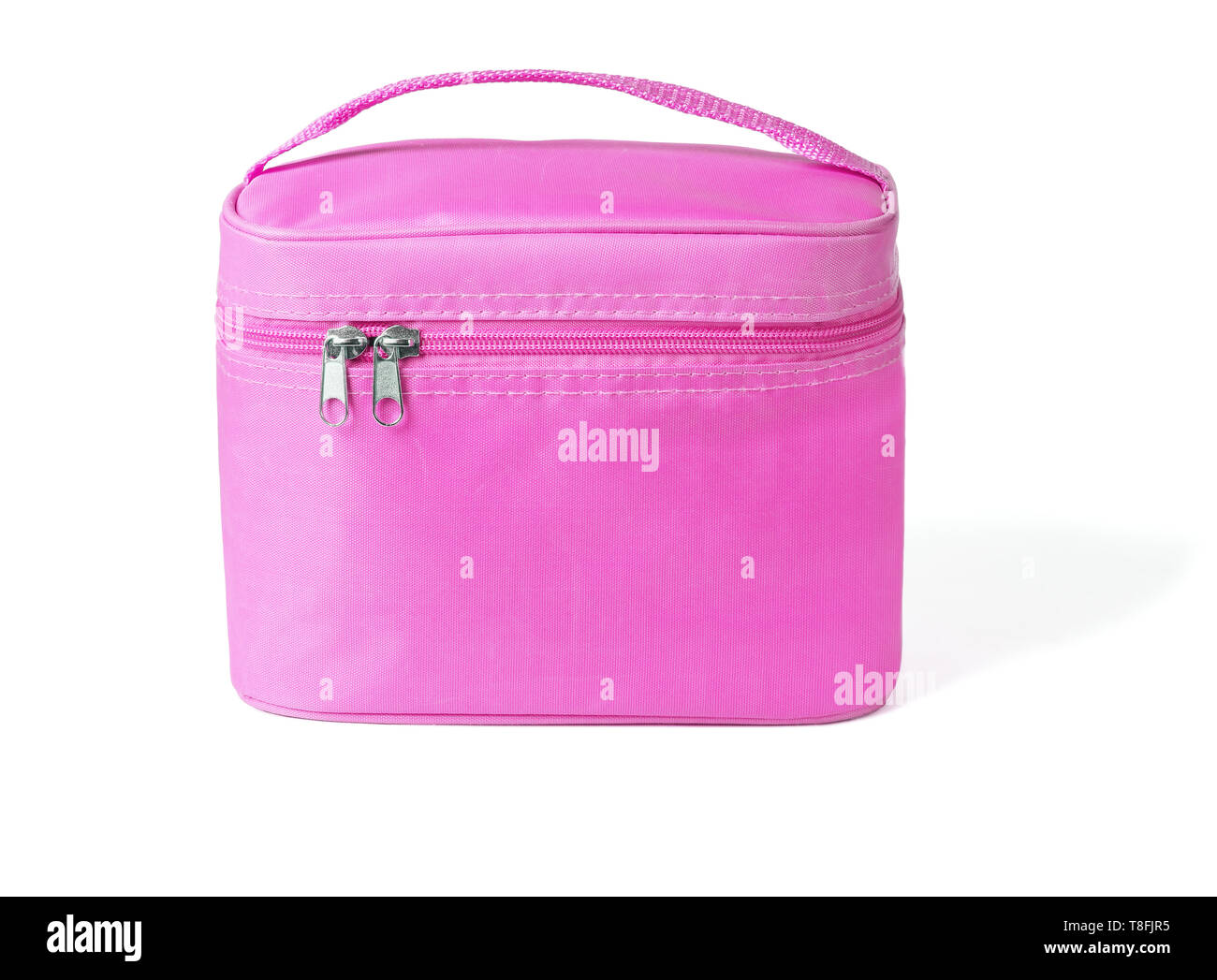 Pink Vanity Beauty Bag on White Background Stock Photo
