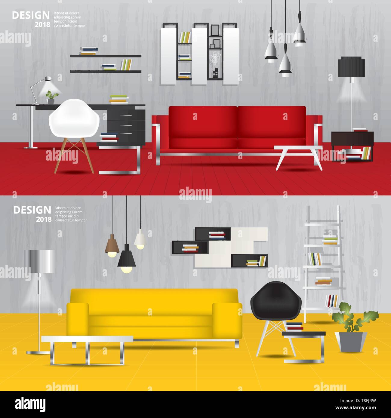 2 Banner Furniture Sale Design Template Vector Illustration Stock