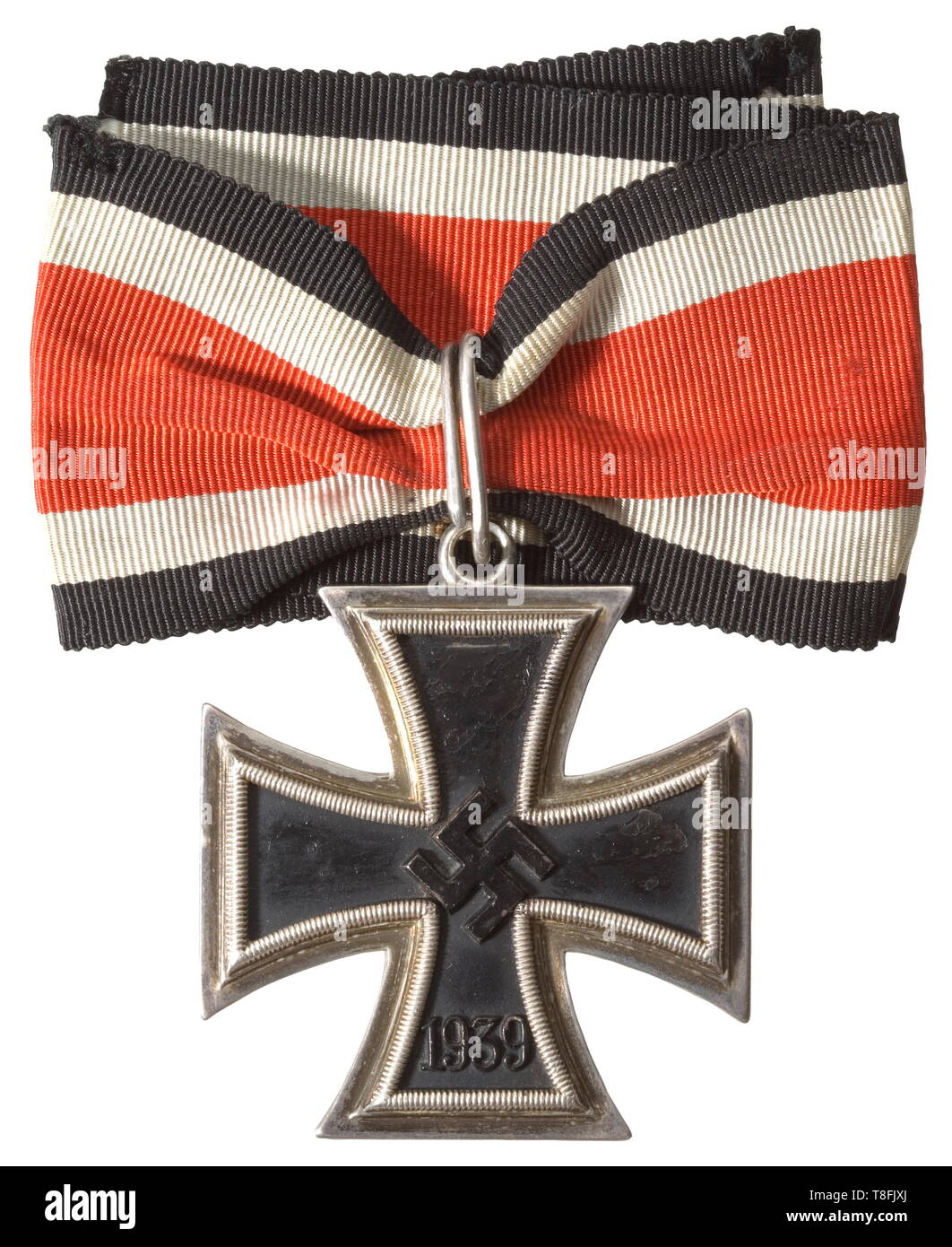 An estate of orders of Knight's Cross winner and night air to ground support pilot Ludwig Bellof (1916 - 1965) The Knight's Cross, awarded in January 1945, is a production of C.E. Juncker, Berlin, the silver frame with in-struck punch 'L12' for Juncker, Berlin and an '800' fineness mark. Black lacquered (small defects) iron centre and edge-high swastika, 20th century, Editorial-Use-Only Stock Photo