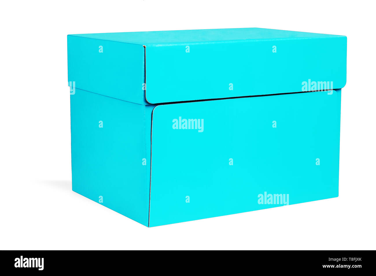 Blank Colour Cardboard Box on White Background Stock Photo