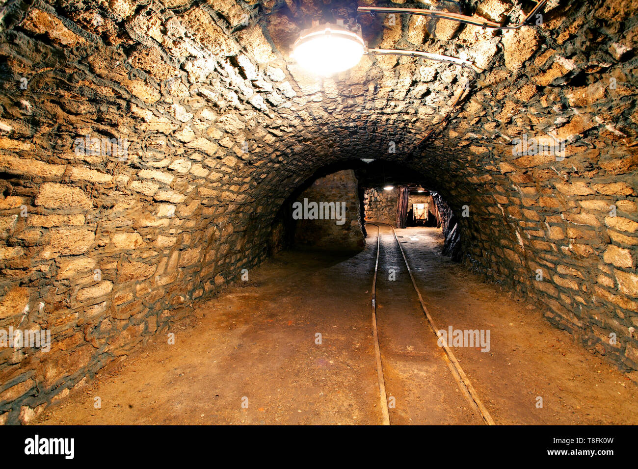 Underground mine tunnel, mining industry Stock Photo