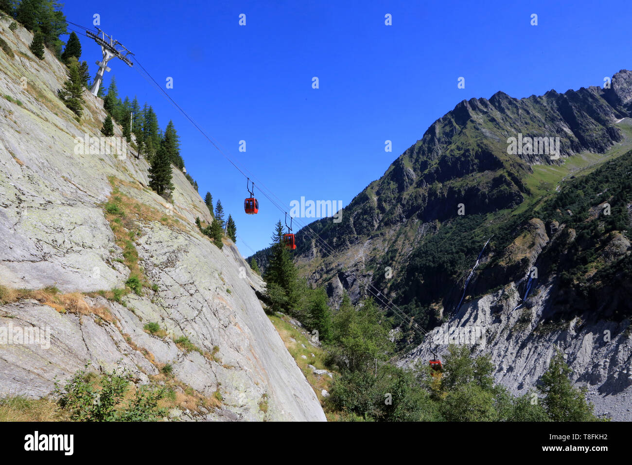 Téléphérique de Montenvers. Chamonix Mont-Blanc. Stock Photo