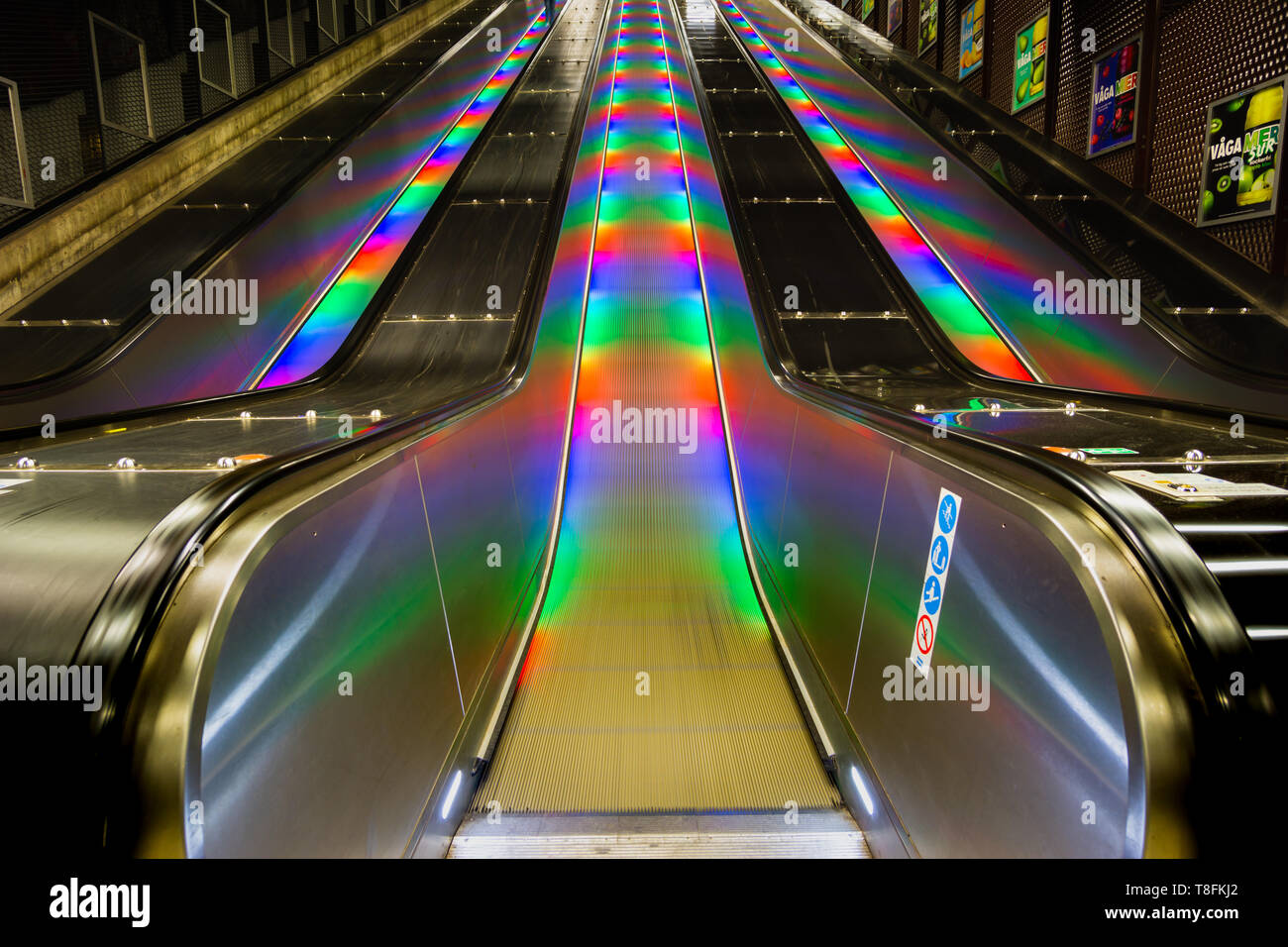 STOCKHOLM, SWEDEN Stockholm metro T-bana underground station in Sweden. Stockholm metro is known for its artistic station interiors. Stock Photo