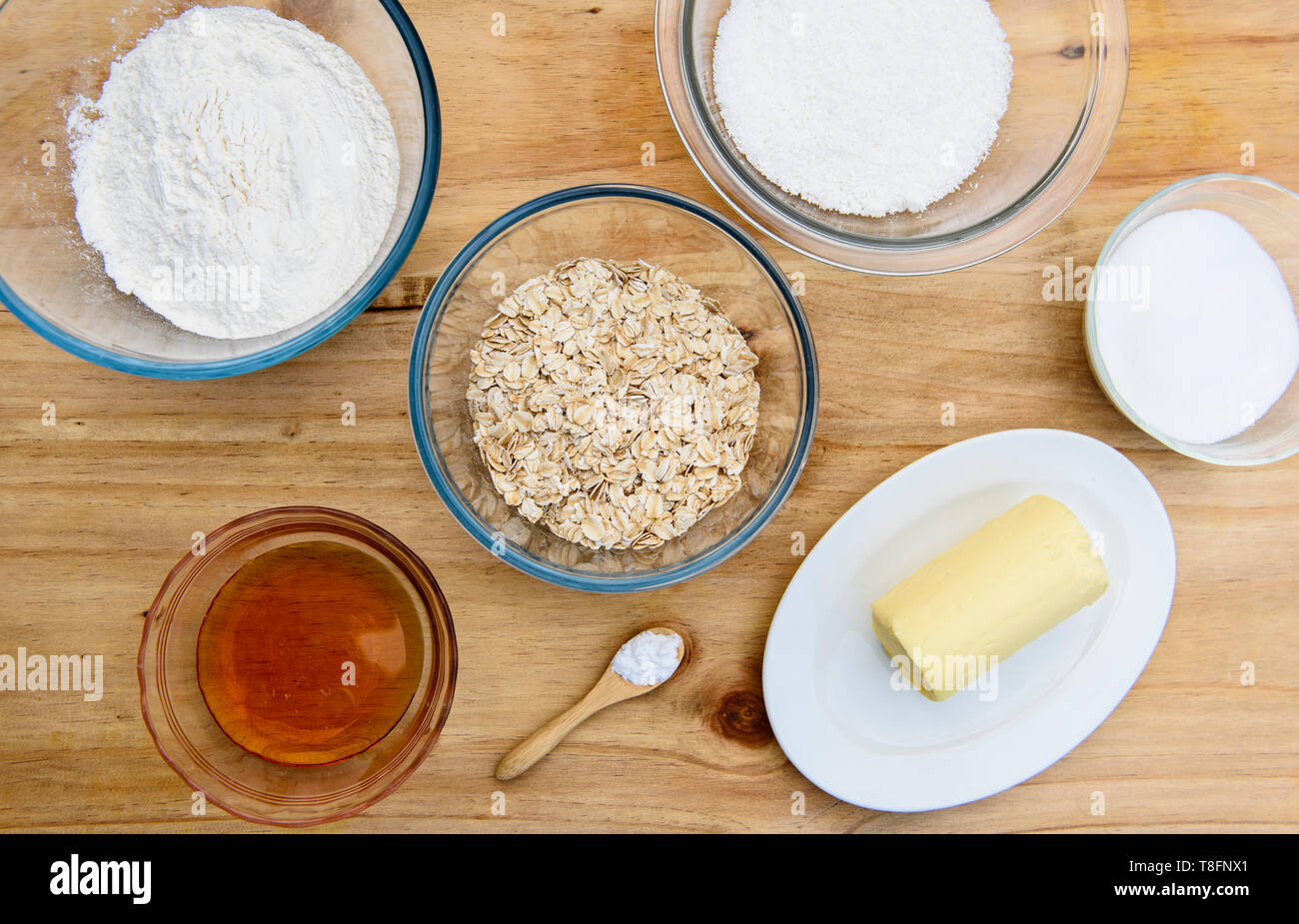 Ingredients for Anzac biscuits a traditional Australian cookie made