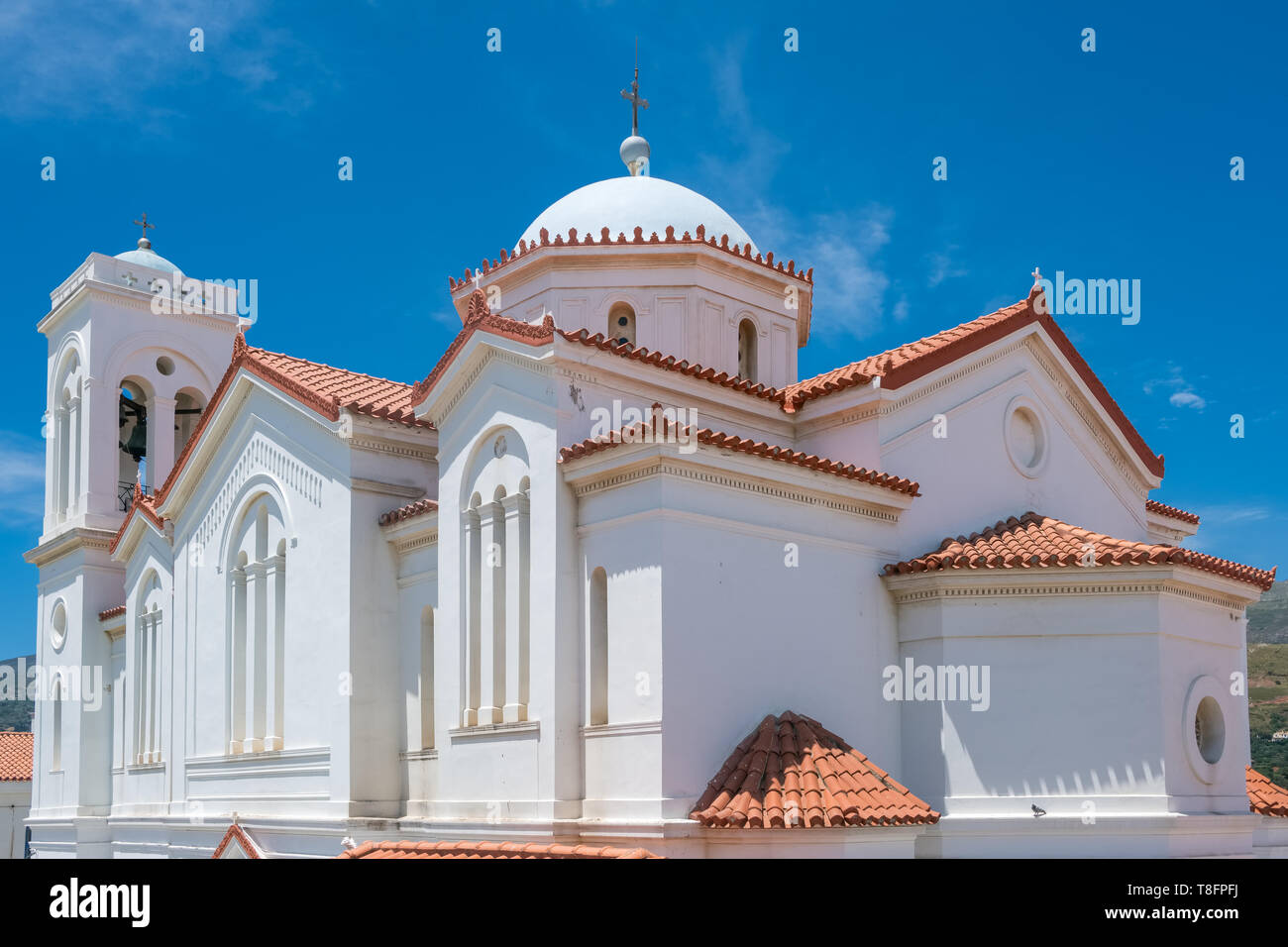 Metropolis Andros church in Chora town on Andros island Stock Photo