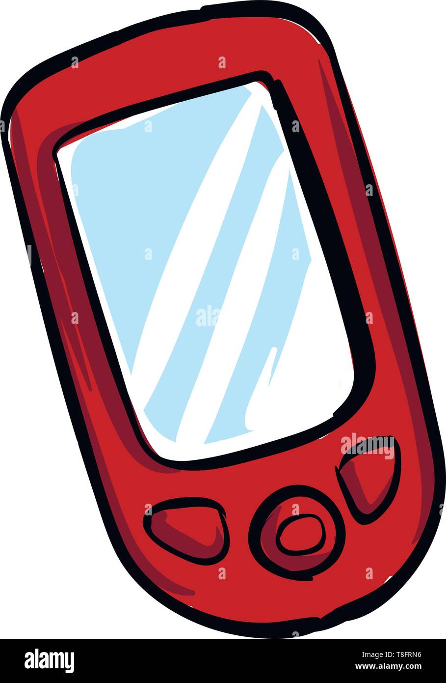 A red mobile phone touch screen model furnished with press buttons at the end of the frame is the fastest way to communicate and connect with people, Stock Vector