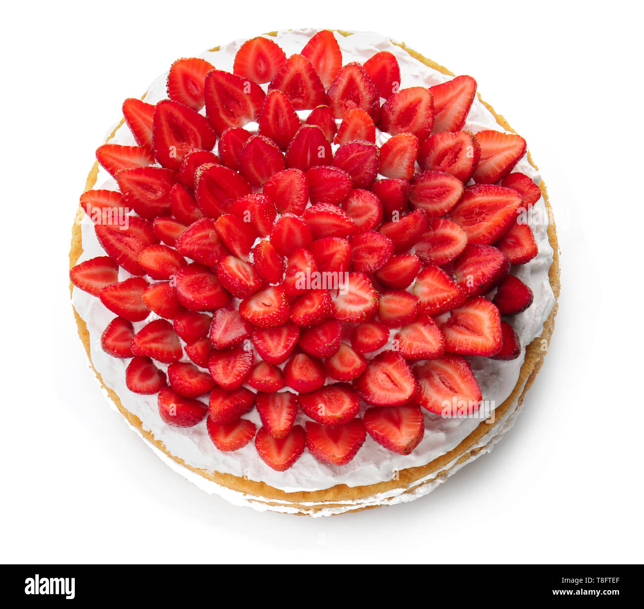 Delicious strawberry cake on white background Stock Photo - Alamy