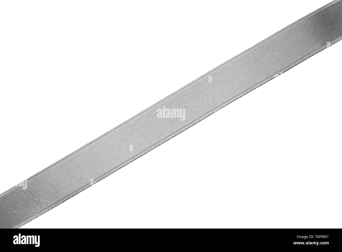 Silver ribbon on white background Stock Photo - Alamy