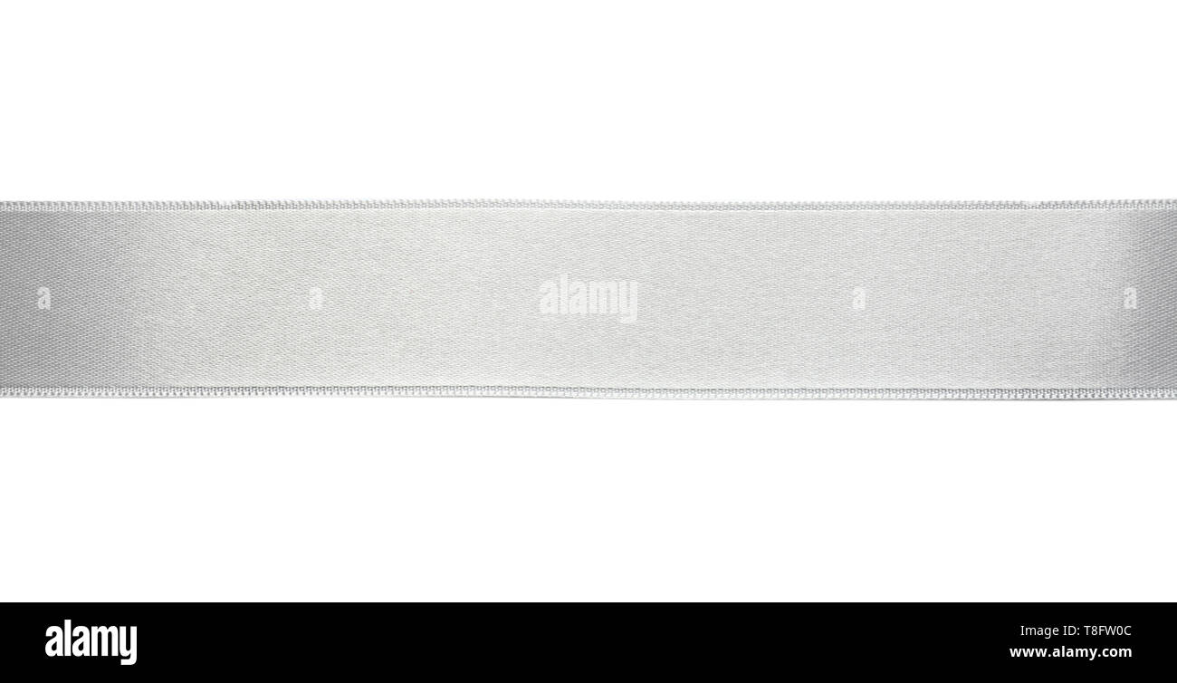 Silver ribbon on white background Stock Photo - Alamy