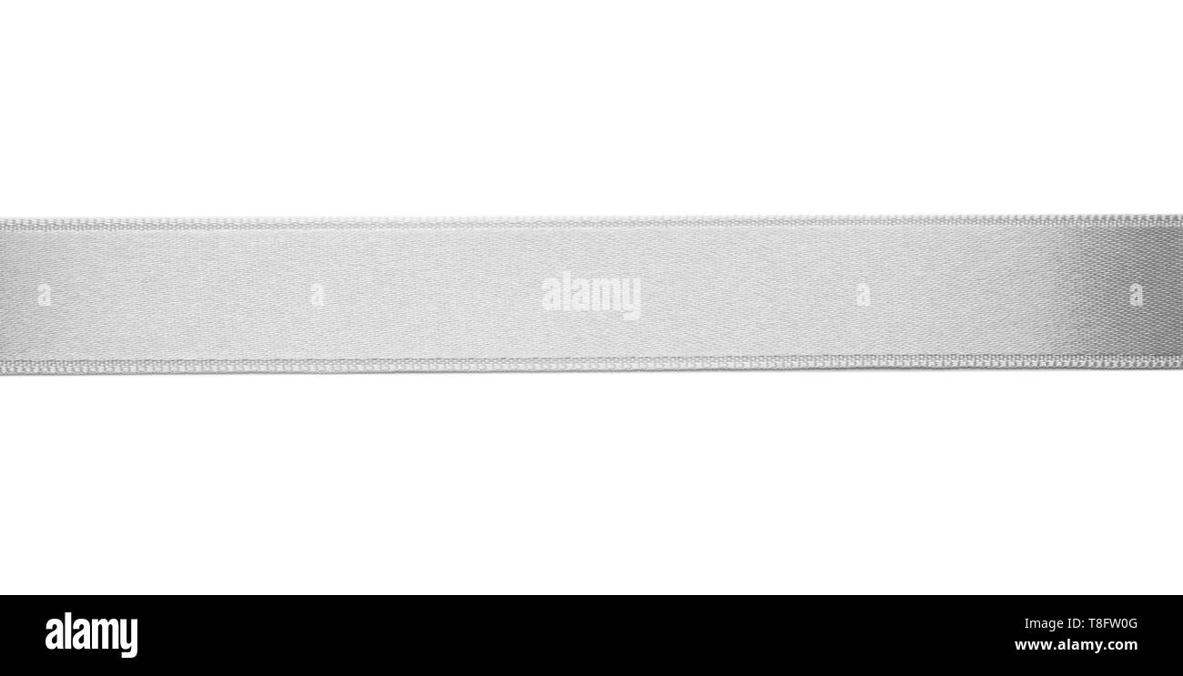 Silver ribbon on white background Stock Photo - Alamy