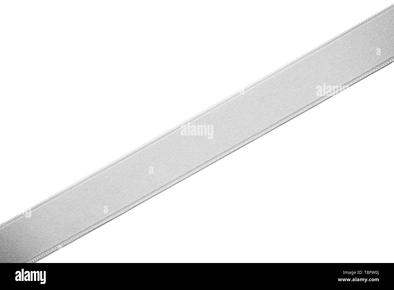 Silver ribbon on white background Stock Photo - Alamy