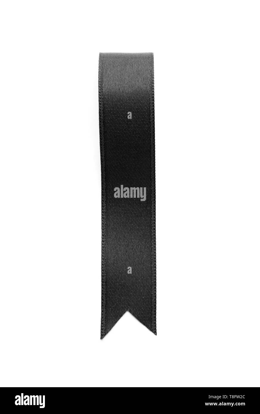 Black satin ribbon on white background Stock Photo - Alamy