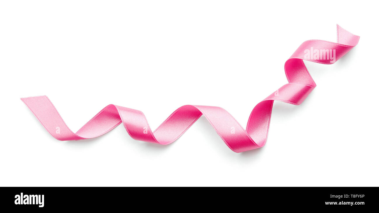 Pink ribbon on white background Stock Photo