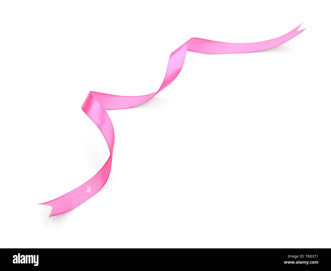 Pink ribbon on white background Stock Photo - Alamy