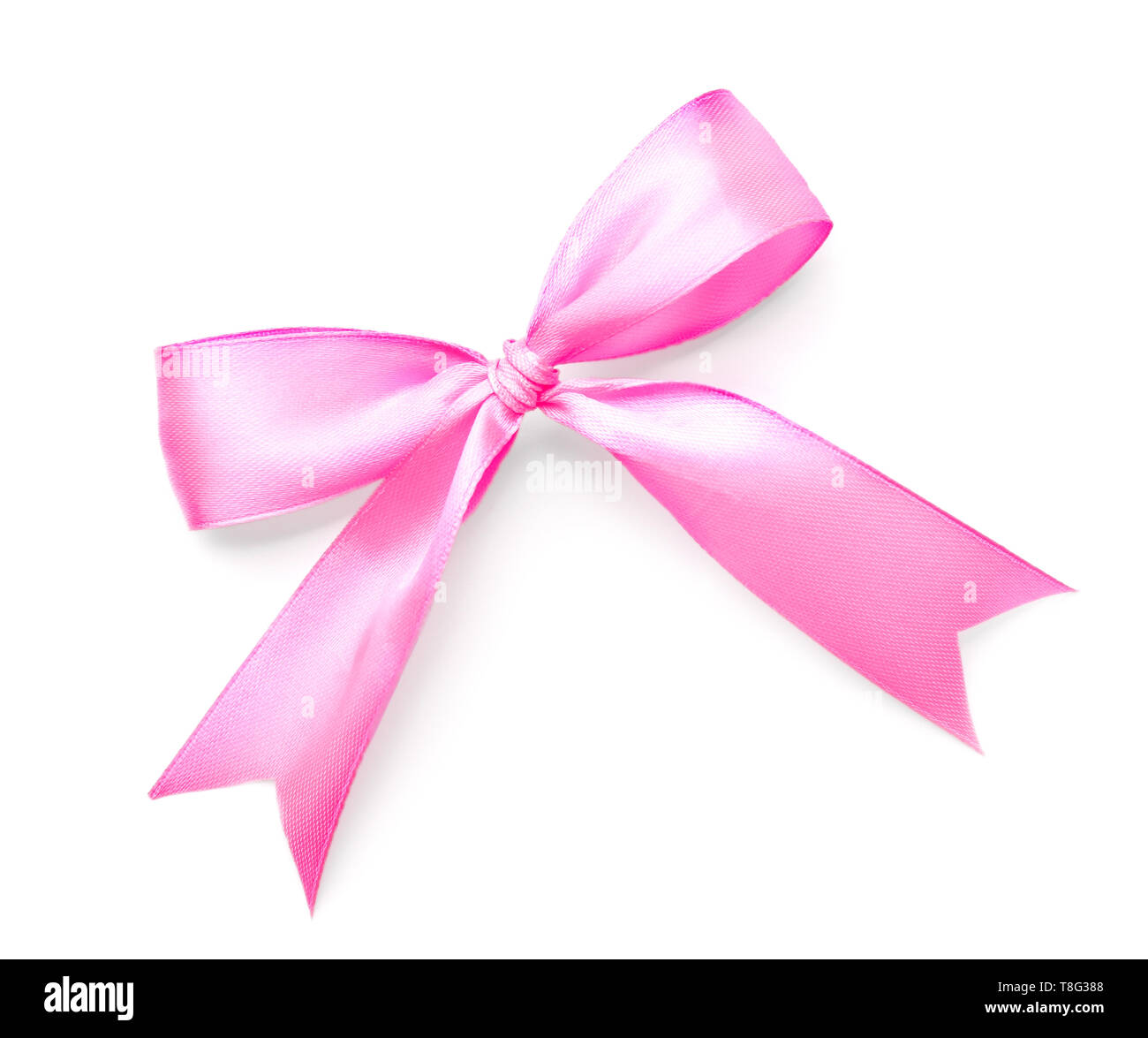 Beautiful bow made from pink ribbon on white background Stock Photo - Alamy