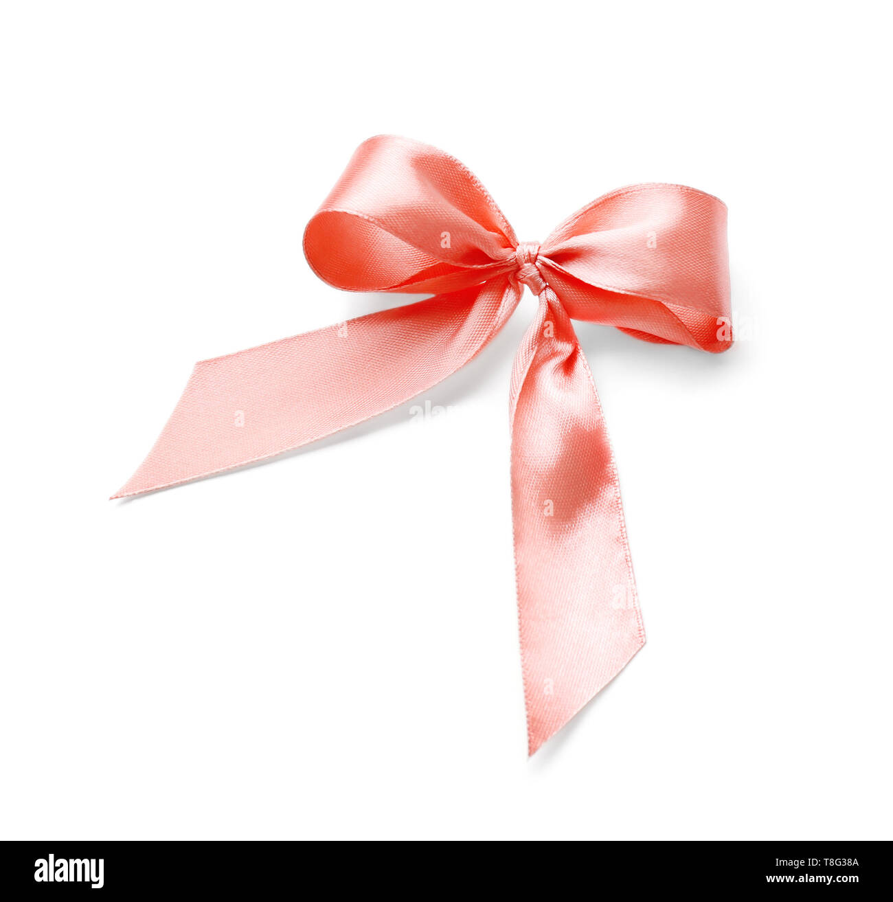 Beautiful bow made from pink ribbon on white background Stock Photo - Alamy