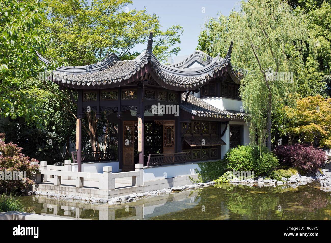Lan Su Chinese Garden in Portland, Oregon, USA. Stock Photo