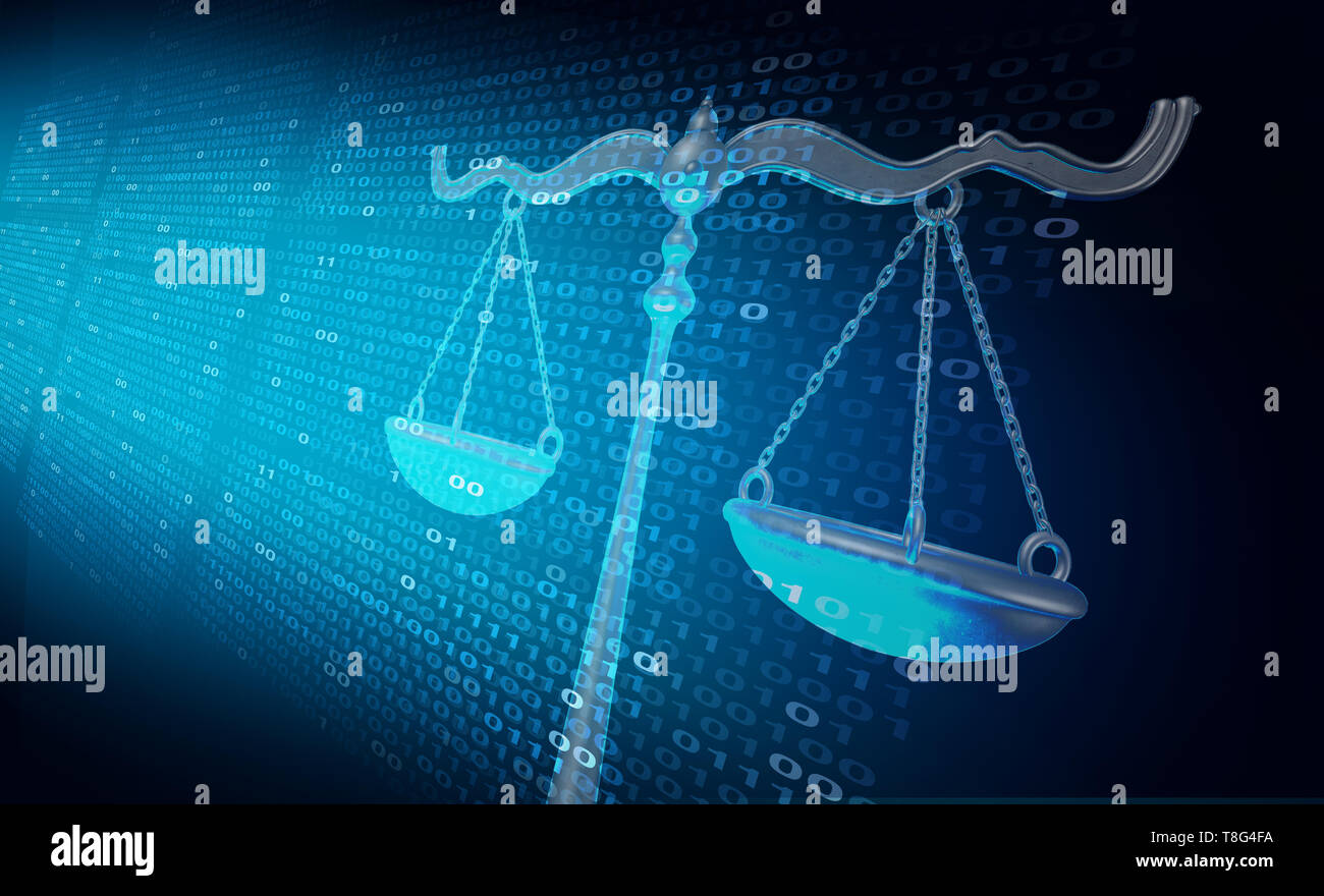 Internet law and cyberlaw as digital legal services or online lawyer advice as a 3D illustration. Stock Photo