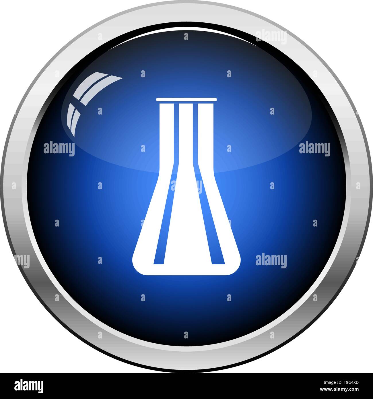 Chemical Bulbs Icon. Glossy Button Design. Vector Illustration. Stock Vector