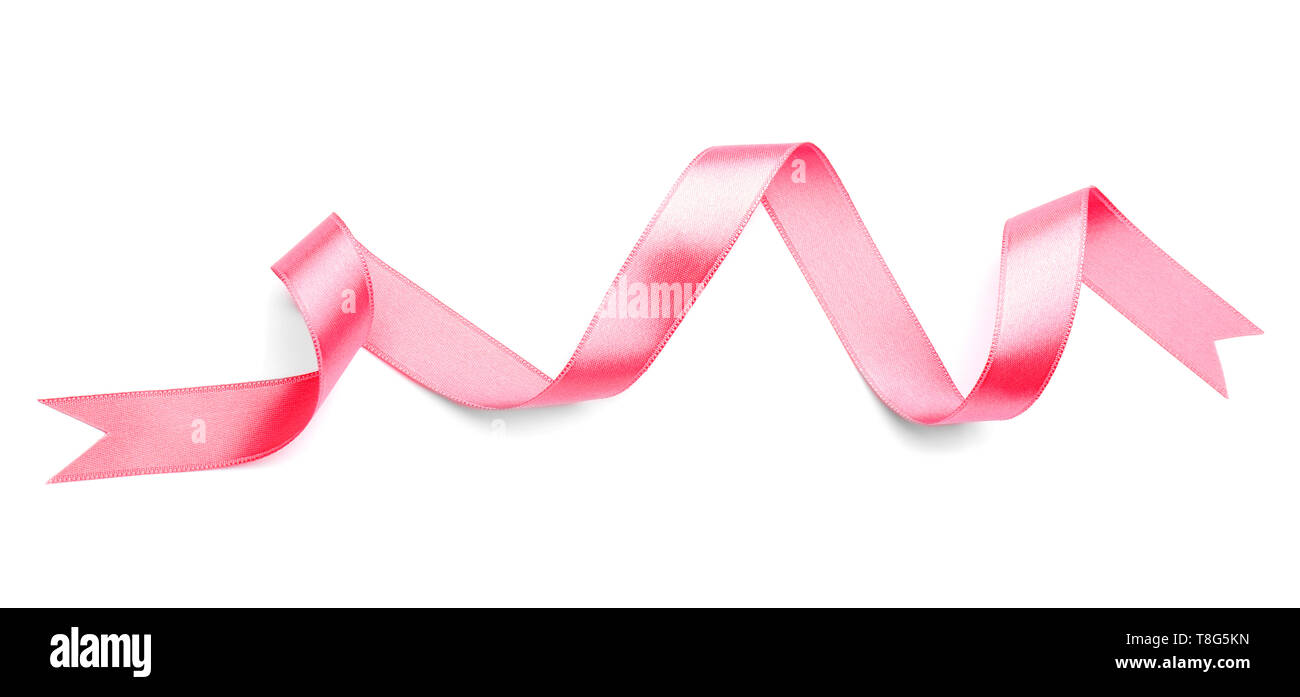 Pink ribbon on white background Stock Photo - Alamy