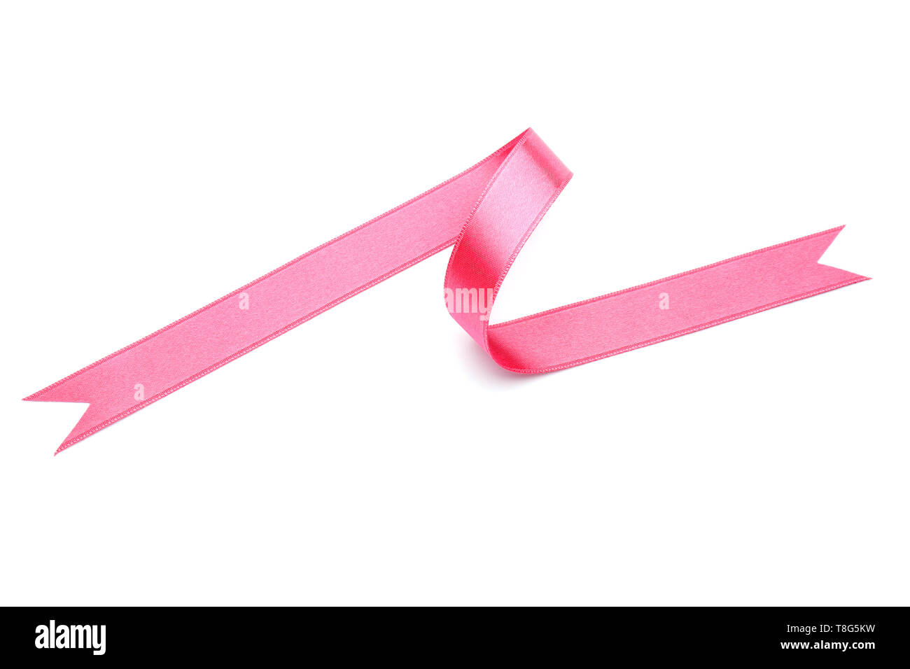 Pink ribbon on white background Stock Photo - Alamy