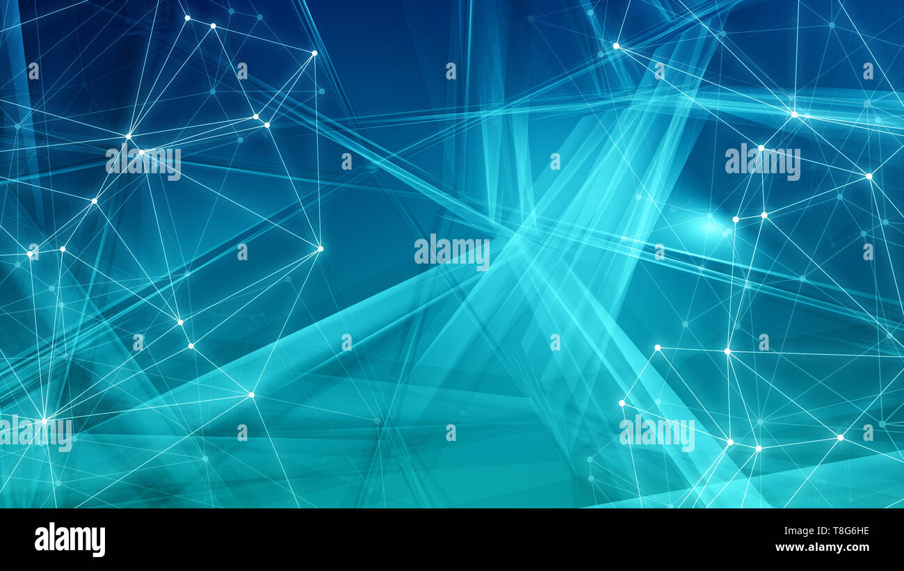 Triangles and lines technology template, geometric abstract illustration Stock Photo