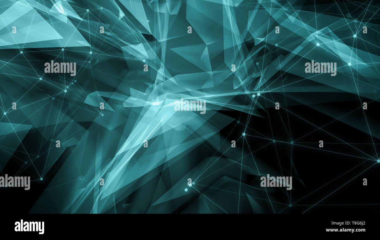 Dots and lines backgrounds with random opacity triangular geometric shapes, many transparent triangles background Stock Photo