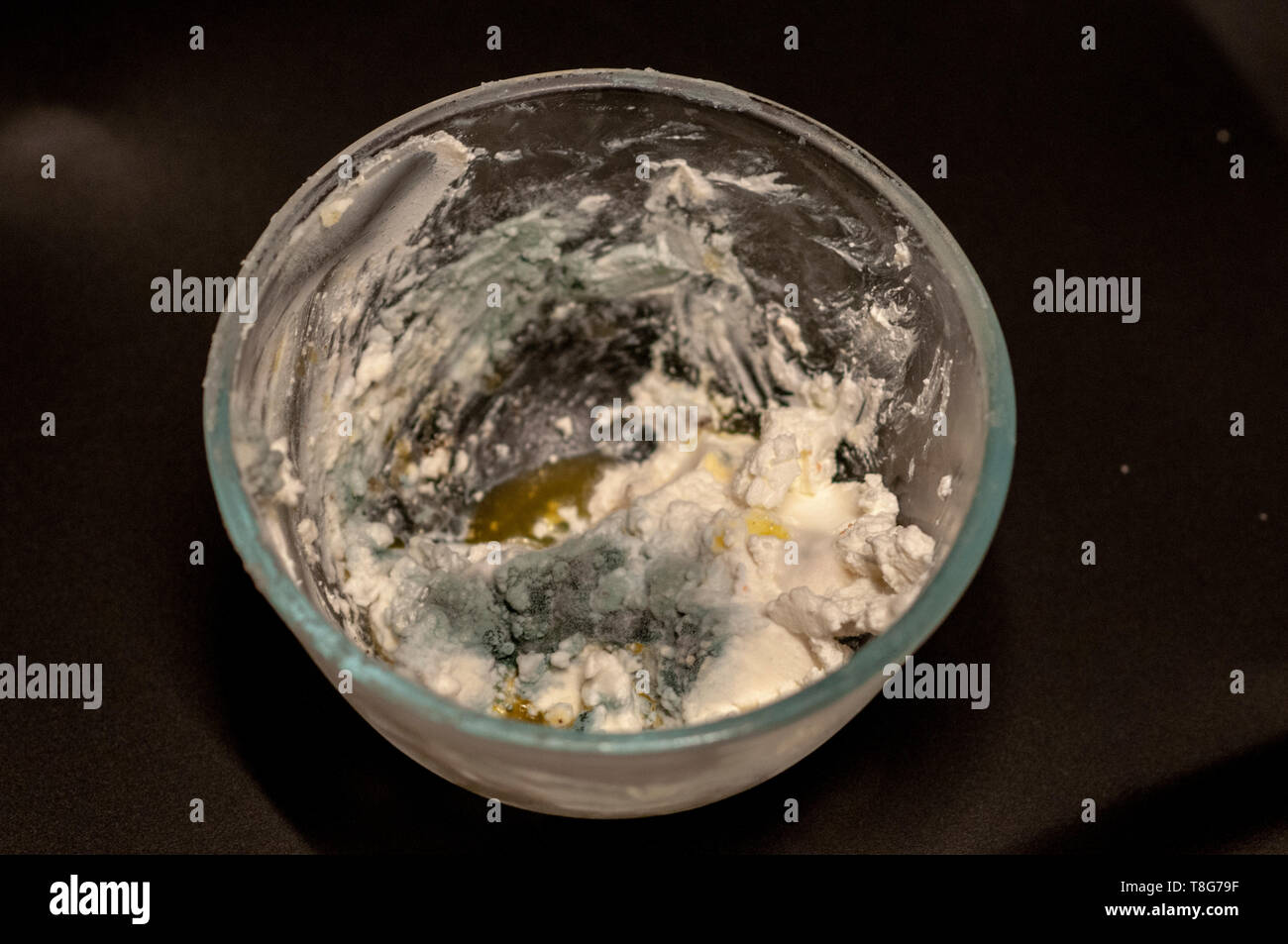 Mouldy cream cheese Stock Photo