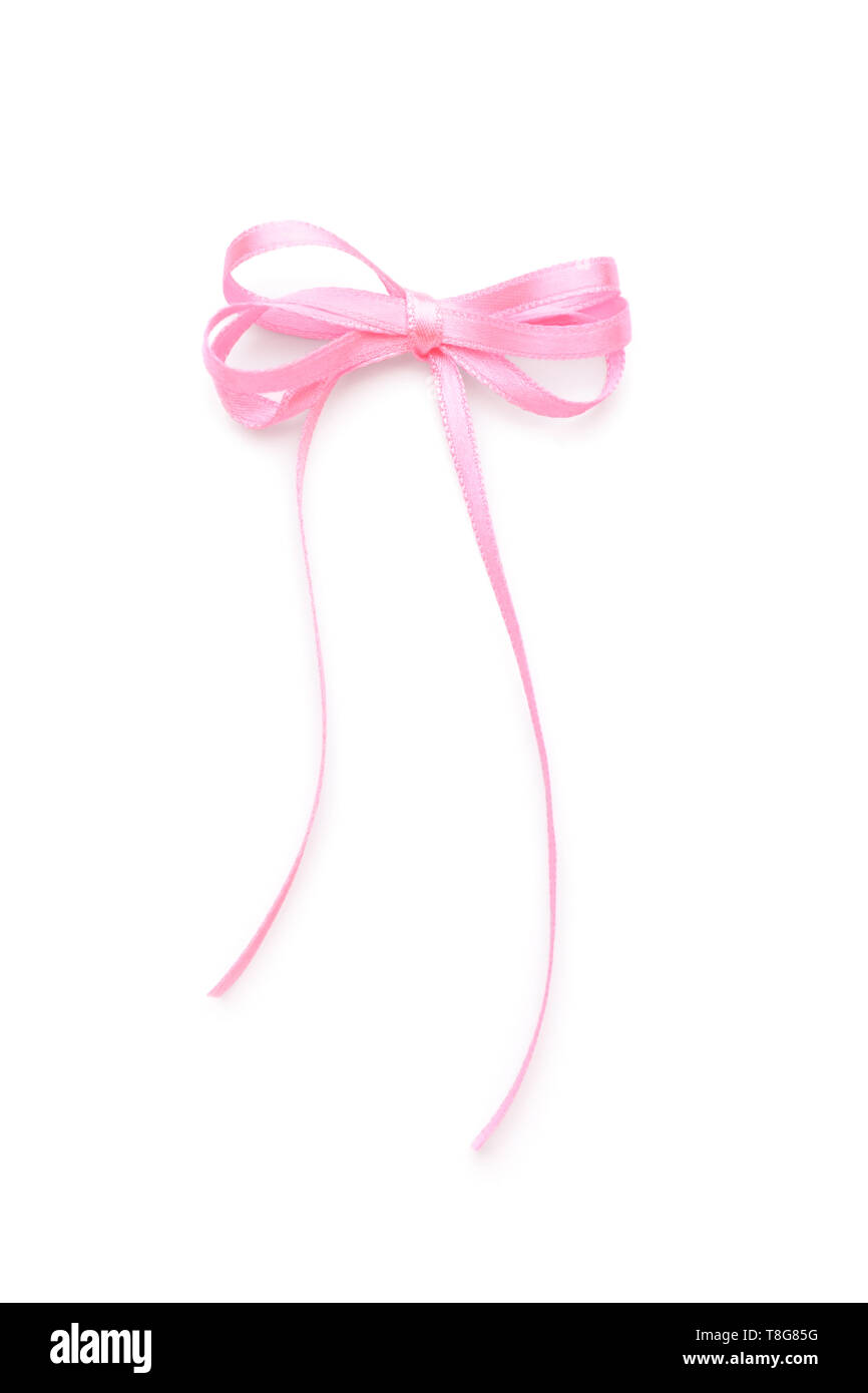 Beautiful bow made from pink ribbon on white background Stock Photo - Alamy