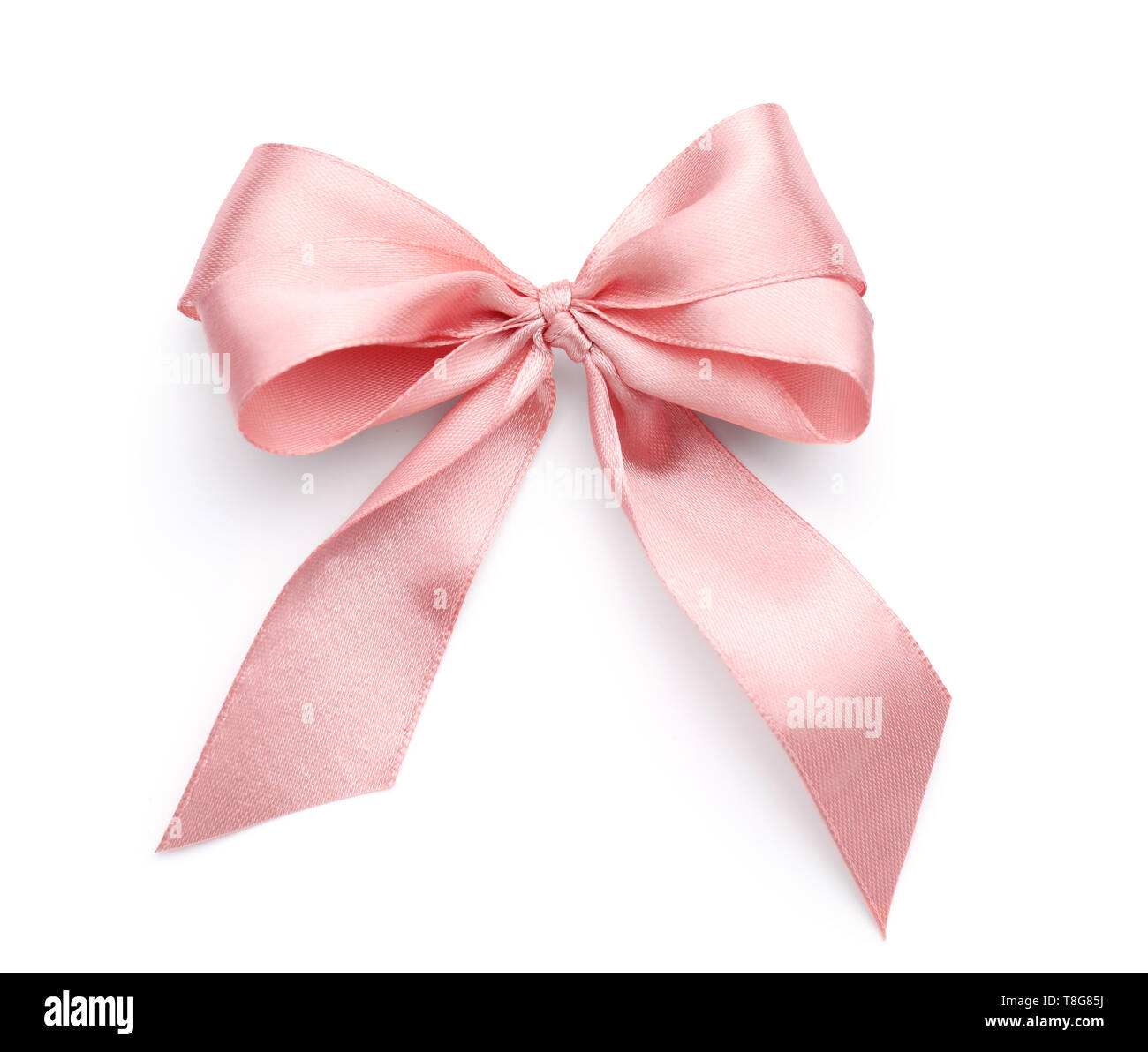 Beautiful bow made from pink ribbon on white background Stock Photo - Alamy