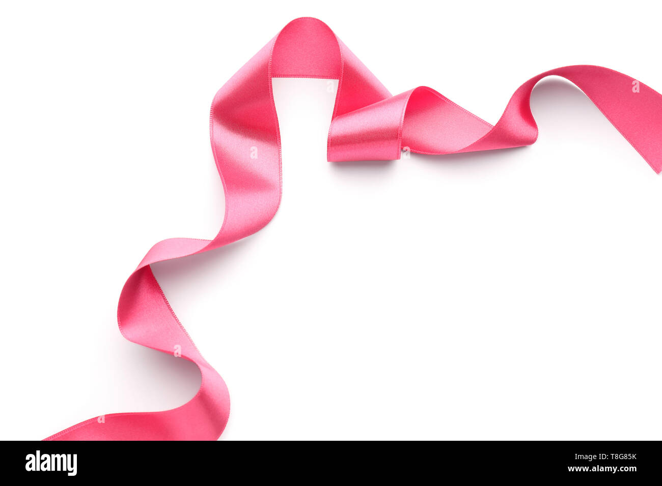 Pink ribbon on white background Stock Photo - Alamy