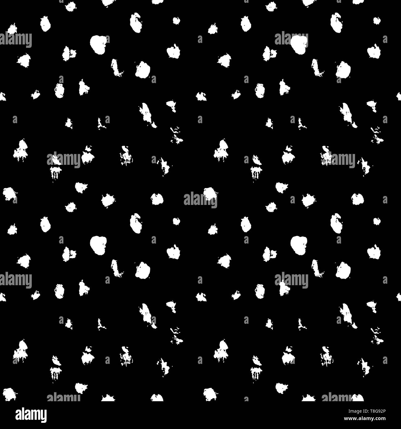 Seamless pattern with hand drawn black dots on white background. Polka ...
